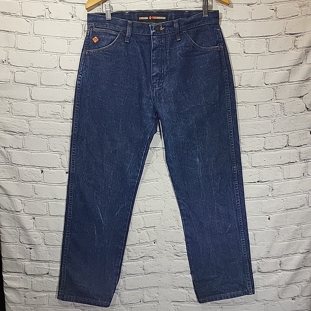 Wrangler FR 13MWZ Jeans Mens 32 X 30 Blue Cowboy Cut Flame Resistant Workwear
